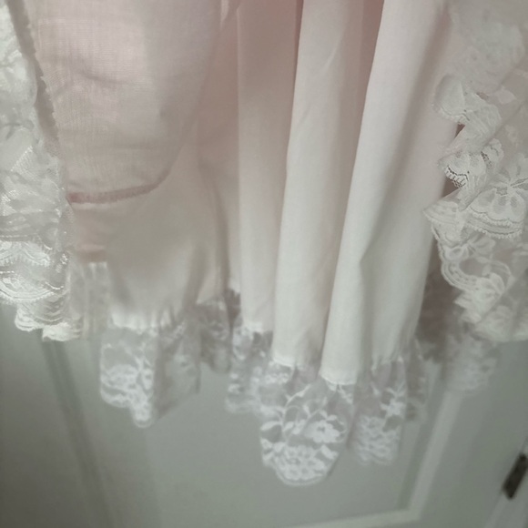 Vintage Baby Girl Pink White Lace Long Christening Gown with Bonnet - Picture 6 of 9